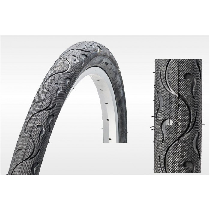 Покрышка 26x1.95 CHAOYANG H-5207, слик, рисунок "пламя", черная